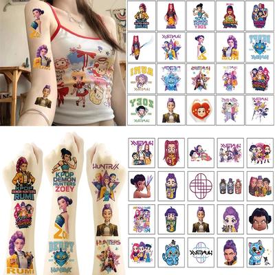 20/40pcs Waterproof Demon Hunter Cartoon Anime Temporary Tattoos Body Art Stickers Toys for Kids K-pop Fans Funny Party Gifts