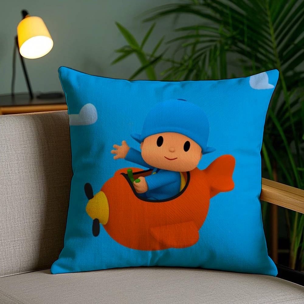 Cartoon Cute P-Pocoyo Pillow Case Sofa Short Plush Double-sided HD Printing Room Home Office Gift Cushion Cover