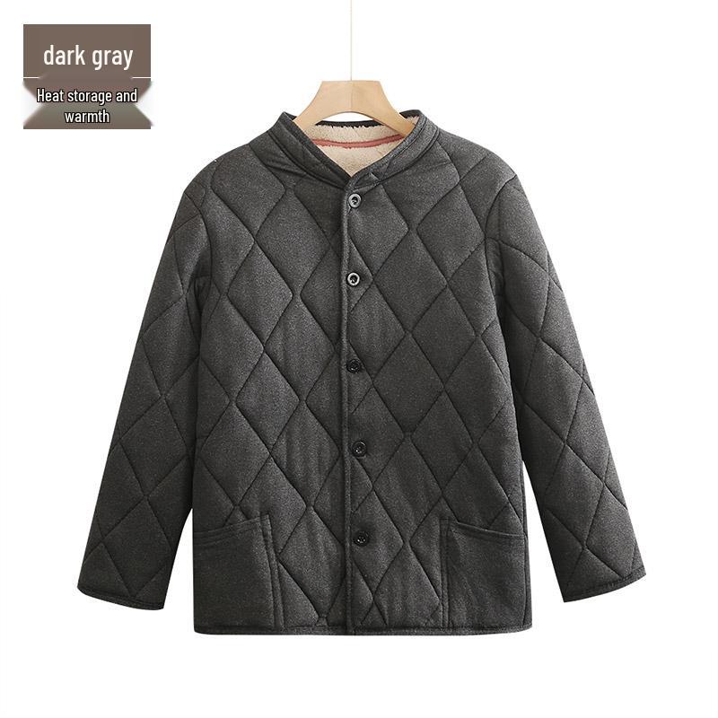 Woodpecker Men s Lambswool Diamond Quilted Cotton Jacket - Plush, Thick, and Warm for Winter 3XL (140-160 jin)