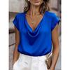Womens Cowl Neck Short Sleeve Blouse