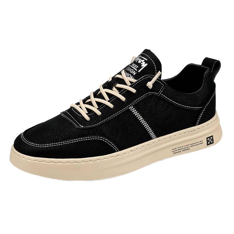 Korean Version of Trendy Fashion Microfiber Leather Surface Low-top Lace-free Versatile Casual Shoes Lightweight One-pedal Lazy Skateboard Shoes