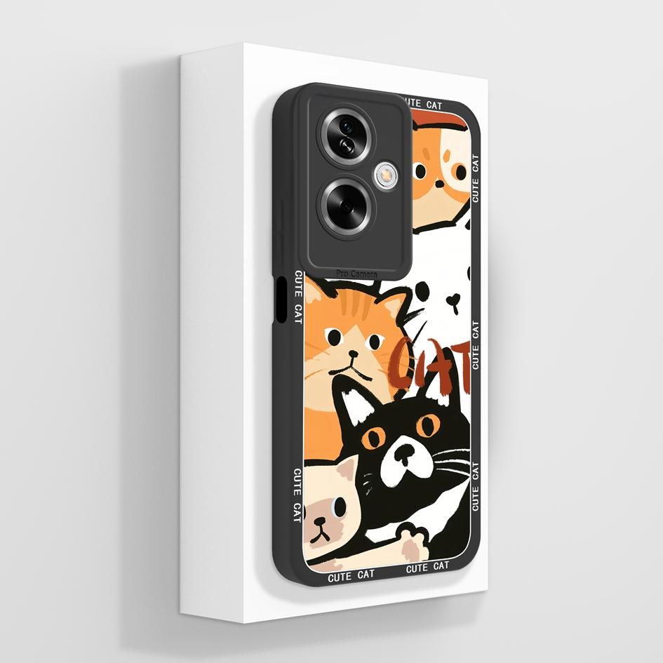 For OPPO A79 A77 A77s A78 A83 A91 A92 A93 A93s A94 A95 A96 4G 5G Phone Cases Lovely Panda Kitten Pattern Liquid Silicone Anti Slip Shell For OPPO Capa