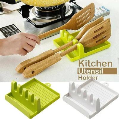 3pcs Plastic Kitchen Pot Pan Lid Cove Kitchen Utensil Rest Ladle Spoon Holder Multifunction Kitchen Spatula Rack Non-Slip Silicone Mat Plastic Stand
