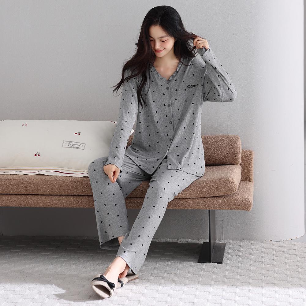 Women's Spring & Autumn Modal Pajama Set: Cardigan, Long Sleeve, Loose Fit, Plus Size