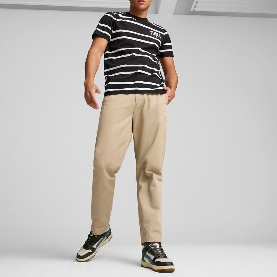 Puma Striped Fitness Training Comfortable Short Sleeve T-Shirt Men Tops Black 685563-01