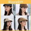 Vintage Chic Womens Beret Style Cap With Short Brim And Letter Pattern For Stylish Commuting