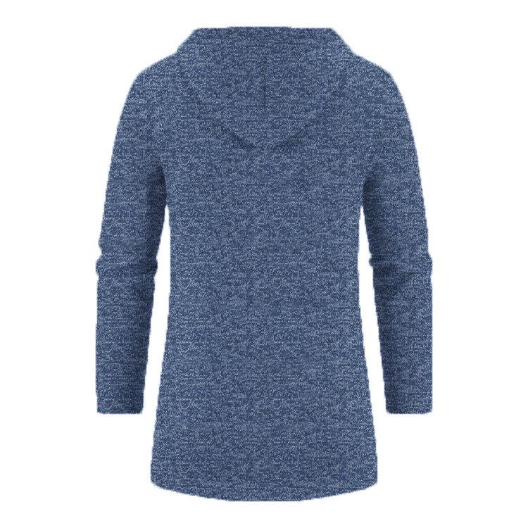 Men's Plus Size Hooded Mid-Length Fleece Knit Cardigan