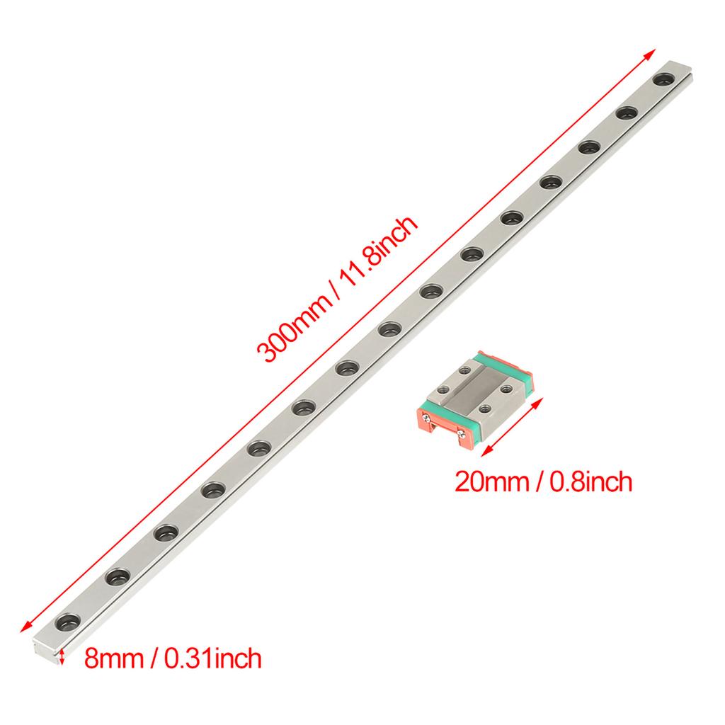 1pc Steel High Precision Miniature Linear Sliding Rail Guide Block 300mm   11.8inch