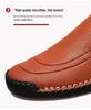 Men's Autumn Casual Leather Slip-On Shoes, Large Size, Soft Sole, Non-Slip, Hand-Stitched, Side Zipper