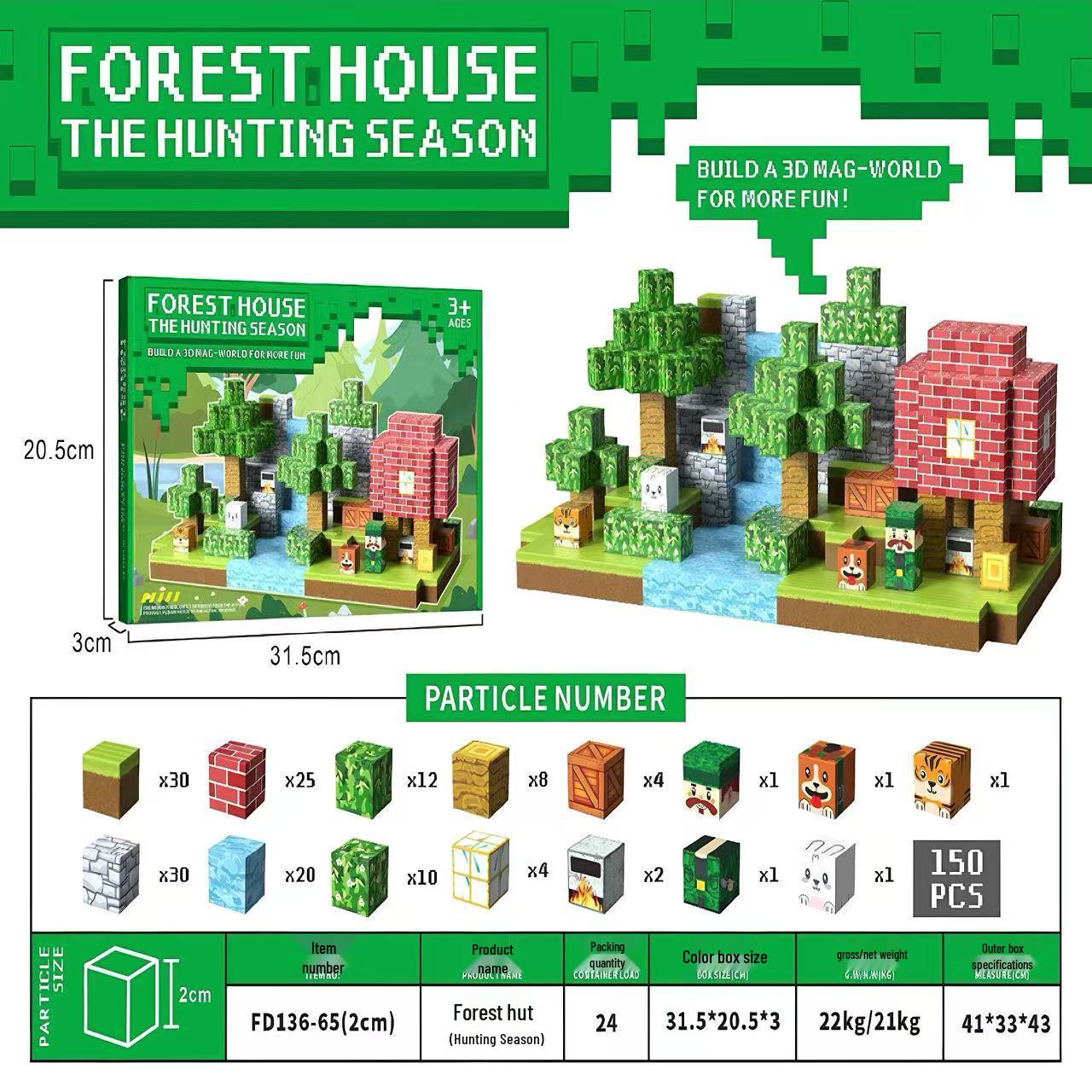 Cross-Border Magnetic Forest Cabin Building Blocks - Educational Toy Gift Set for Kids