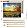 RUOPOTY Picture By Numbers Sunflower Flower Wall Art Unique Gift HandPainted Paint By Number Butterfly Decoration
