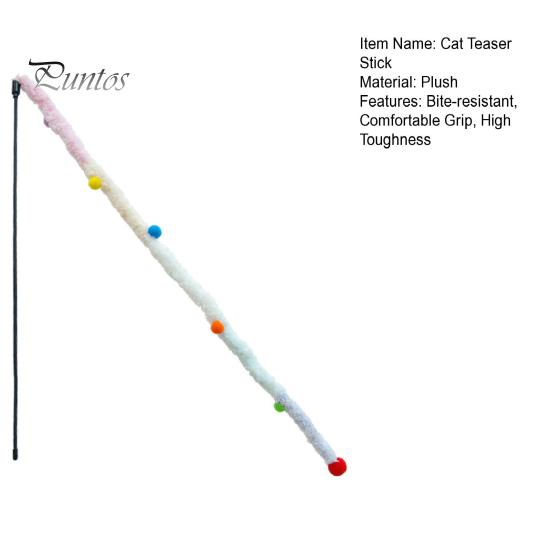 Cat Stick Toy Teaser Long Handle Soft Color Plush Ball Funny Bite-resistant Playing Wand Pet Supplies Interactive