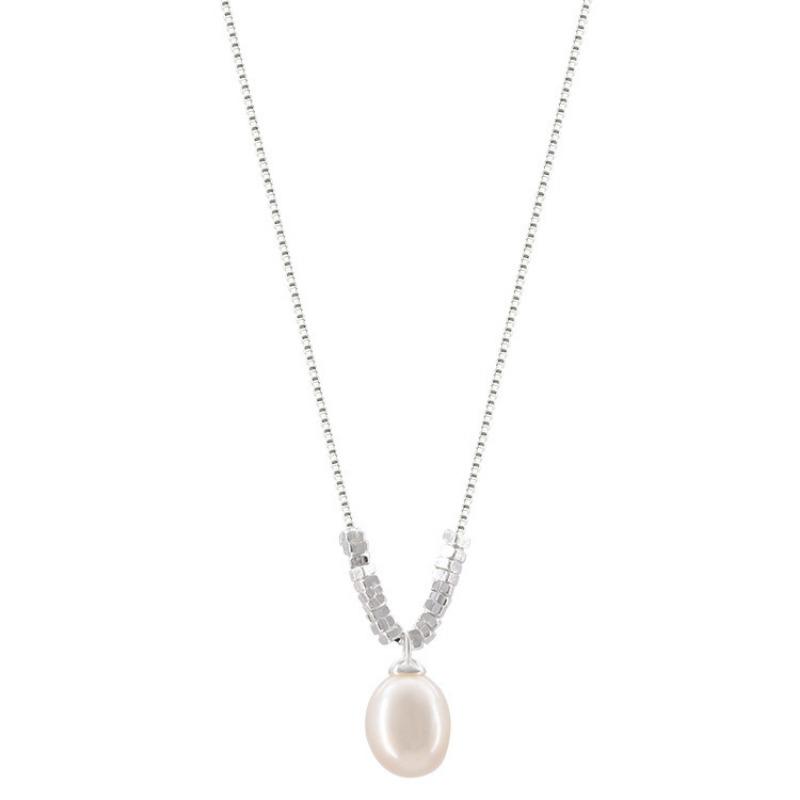 Women Elegant Broken Silver Pearl Clavicle Necklace Trendy Fashion Jewelry Accessories