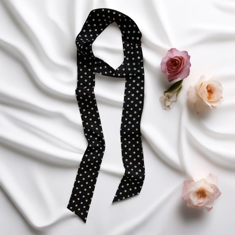 

Women Fashion Narrow Long Scarf 195x4cm Polka Dot Tie Bag Ribbon Headband Choker Streamer Silk Scarves Lady Accessories чёрный