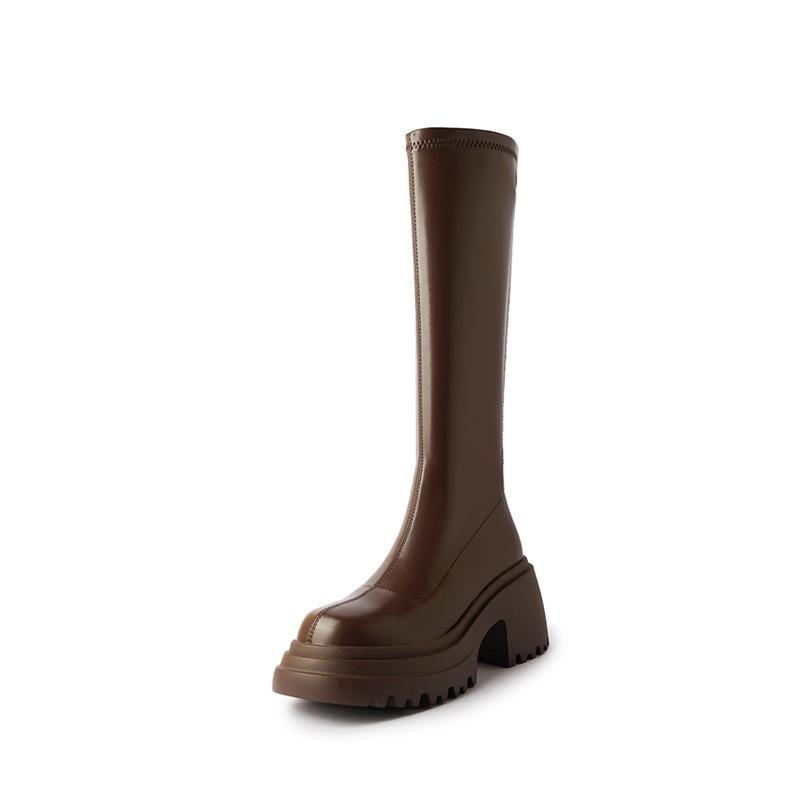 Skinny Elastic Skinny Boots 2025 Thick Heel Small Boots Women's Knight Boots Knee Boots