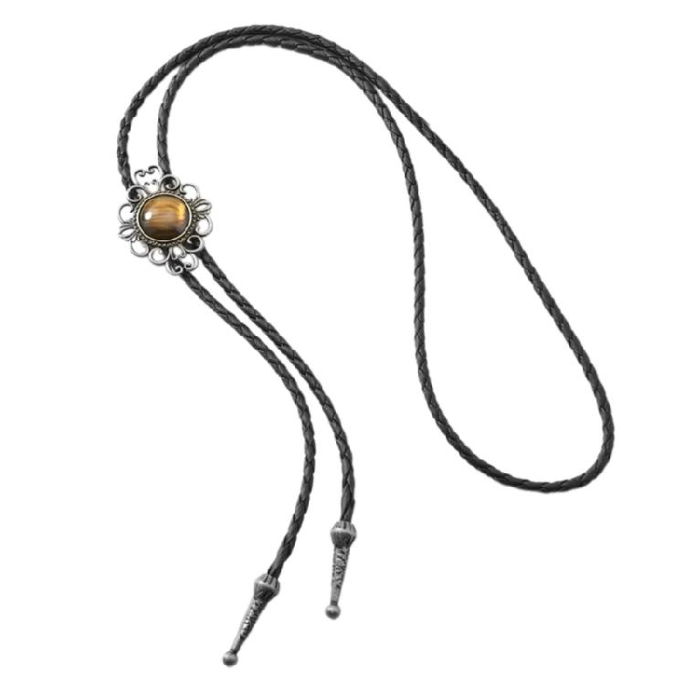 Unisex Southwest Inspired Bolo Tie Necklace Hip Hop Jewelry With Tribal Pendant And Practical PU Leather Metal Chain