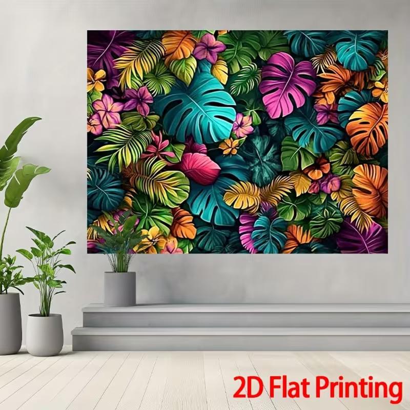 2D Vibrant Monstera & Hibiscus Backdrop for Summer Parties, Luaus and Cheerful Content