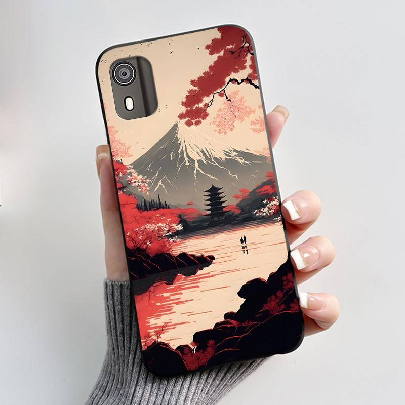 For Nokia C02 Phone Case Cute Funny Love Rabbit Animal Black Matte Soft TPU Protective Back Cover for Nokia C2 2nd Edition Case