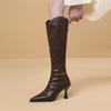 But knee boots women's high heels small medium tube high heels thin heels pointed autumn and winter thin elastic boots