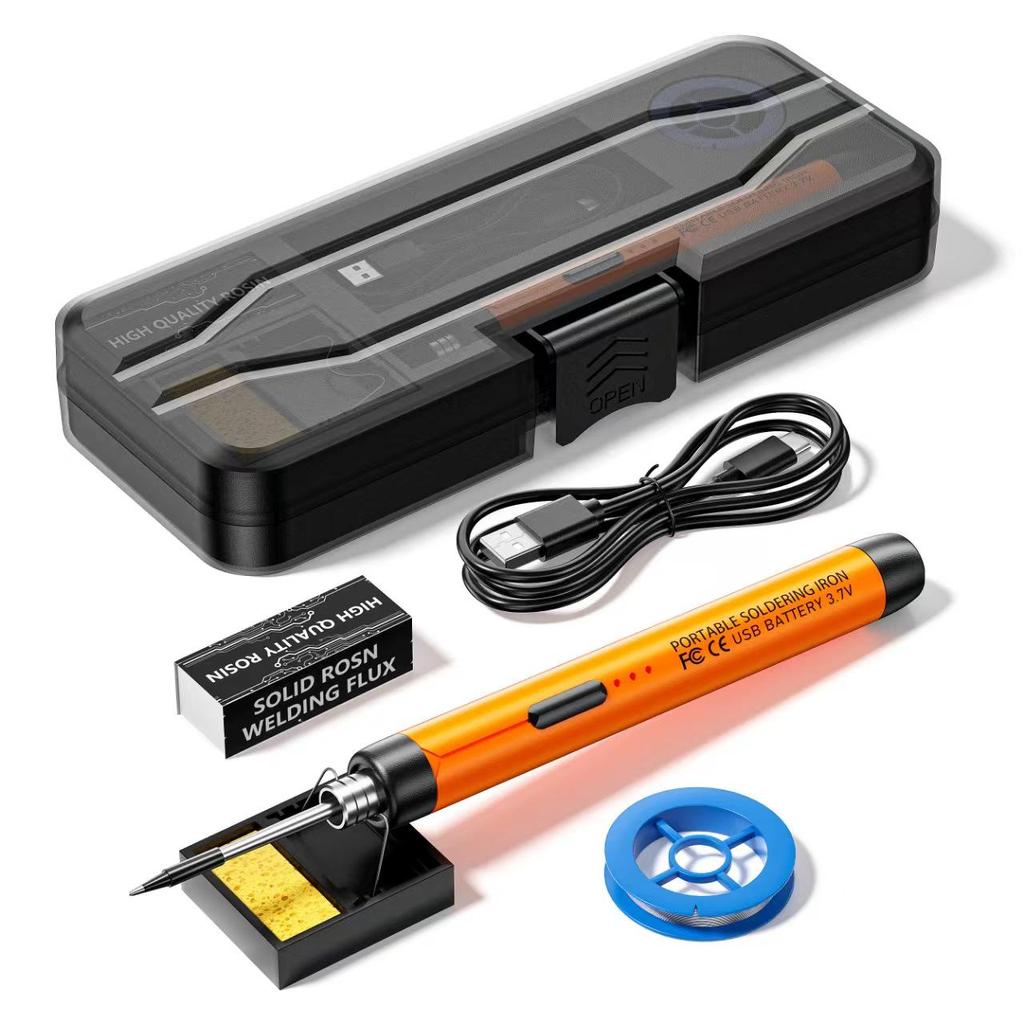 Wireless USB Rechargeable Soldering Iron with Internal Heating and Battery, Hot Stamping, Smoke Code Set