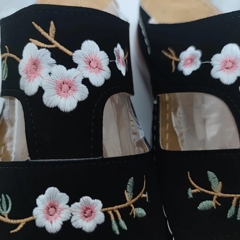 Fashion Rimocy Women's Wedges Slippers Summer 2025 Plus Size 43 Embroidery Sandals Shoes Woman Beach Casual Soft Sole Flip Flops Mujer