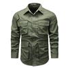 Vintage American Style Loose Fit Cotton Long Sleeve Work Shirt For Men