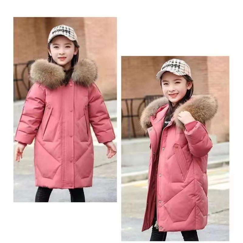 Girls Winter Wear Middle And Older Children Girls In The Long Section Of The Thickened Paragraph Down Cotton Jacket Girls Cotton Clothes