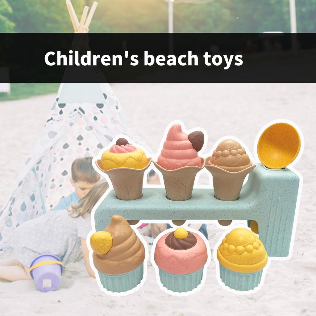 Washable Ice Cream Pretend Play Accessories Safe Educational Sand Play Set Toy For Preschooler Wheat Straw Sandpit Toy