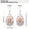 Elegant Mandala Floral Black White PU Drop Dangle Earrings for Women, Boho Mandala Flower Beach Theme Double Sided Hoop Earring