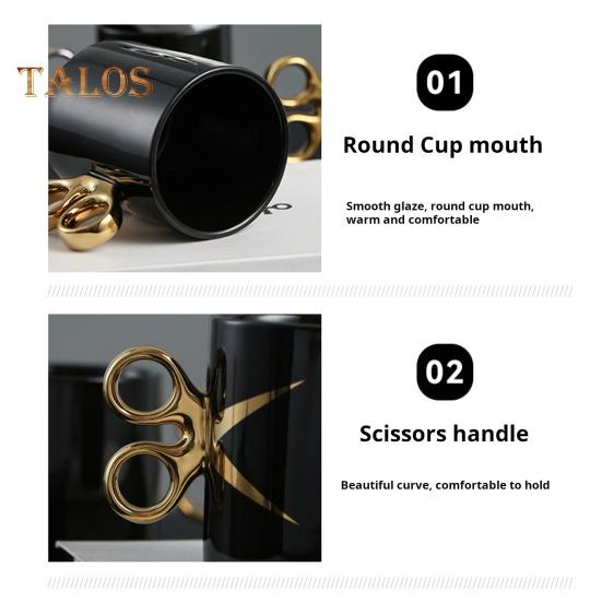 Scissor Handle Ceramic Cup 350ml Novelty Barber Hairdresser Tea Coffee Mug Gift Colorful Glaze Crafts Cup