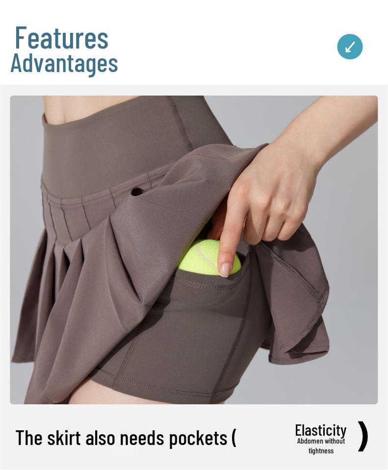 Antibacterial Pleated Athletic Skirt: Nude Feel, Quick-Dry, Anti-Exposure, Yoga, Golf, Tennis