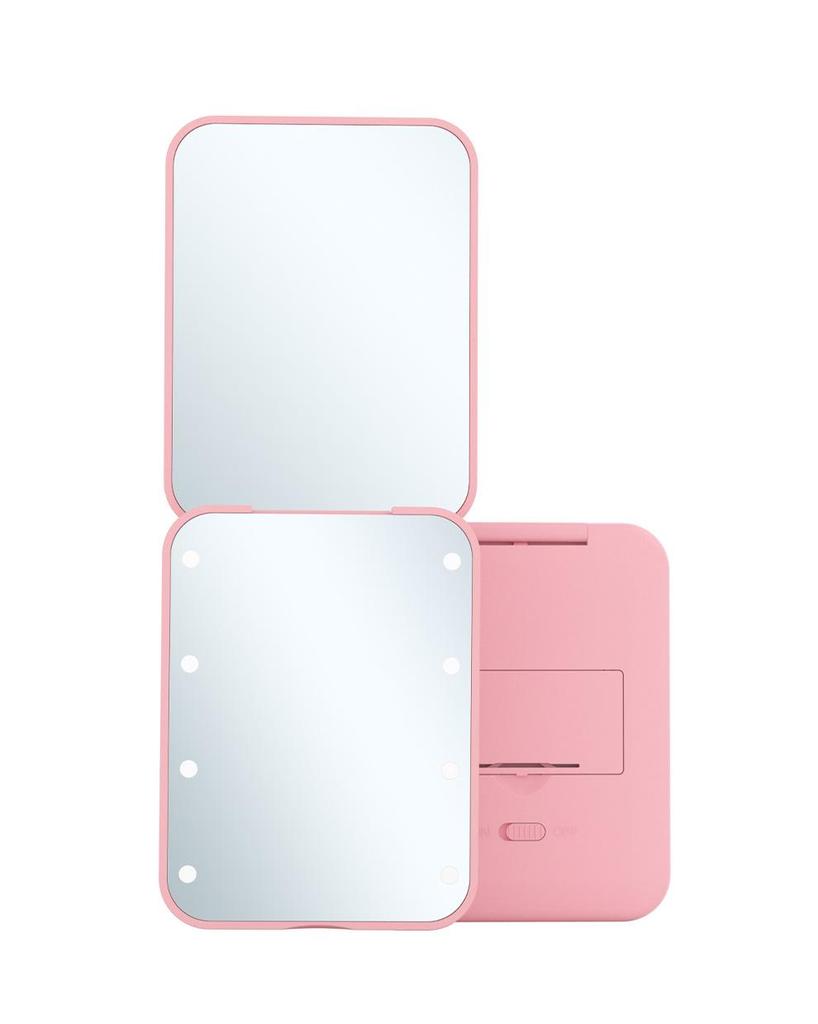 Portable LED Makeup Mirror with 2X Magnification - Handheld, Folding Design