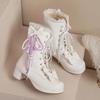 Lolita Princess Women's Boots Bow Knot Tassel Platform Mid Heel Short Boots Women Fashion Boots Winter Rubber Sole