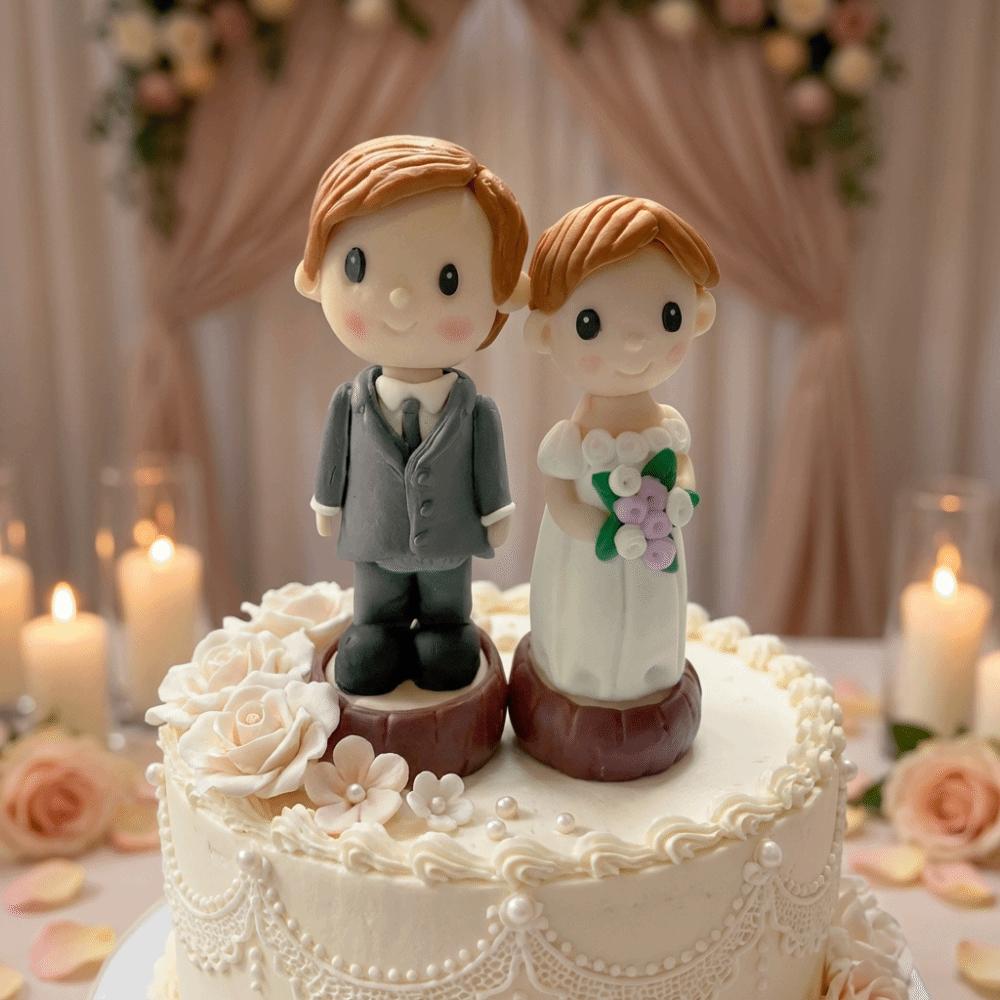 Creative Couple Wedding Cake Topper Elegant Cake Toppers Dolls Bride & Groom Figurines Marry