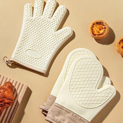 Thickened Kitchen Baking Oven Gloves With Silicone And Cotton For Microwave Use