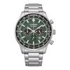Citizen Stainless Steel Chronograph Eco Drive Green Dial Men's Watch Ca4500-91X, Silver, Modern