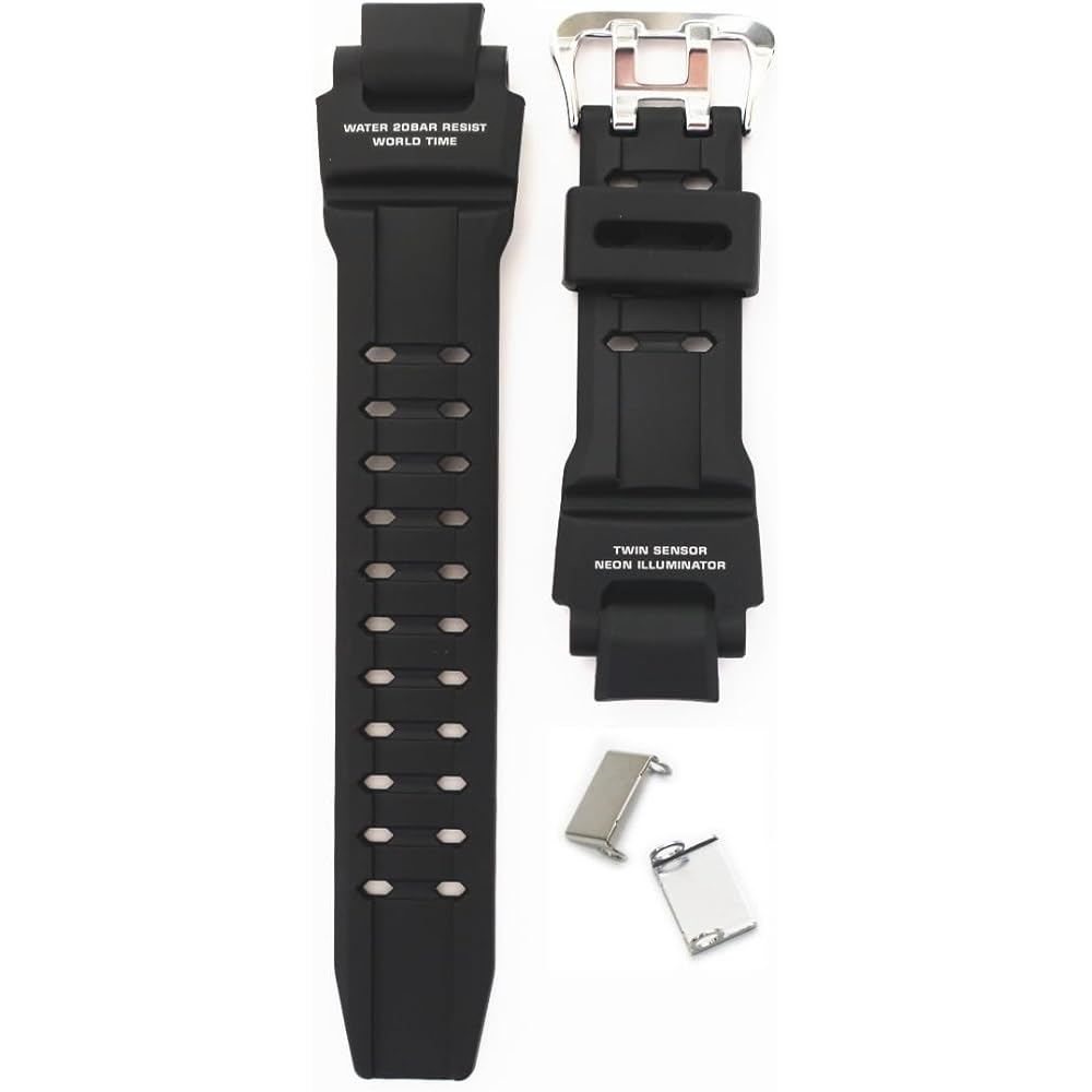 Casio GA-1100 GA-1000 Replacement Strap with Reinforcement Plate Black Band
