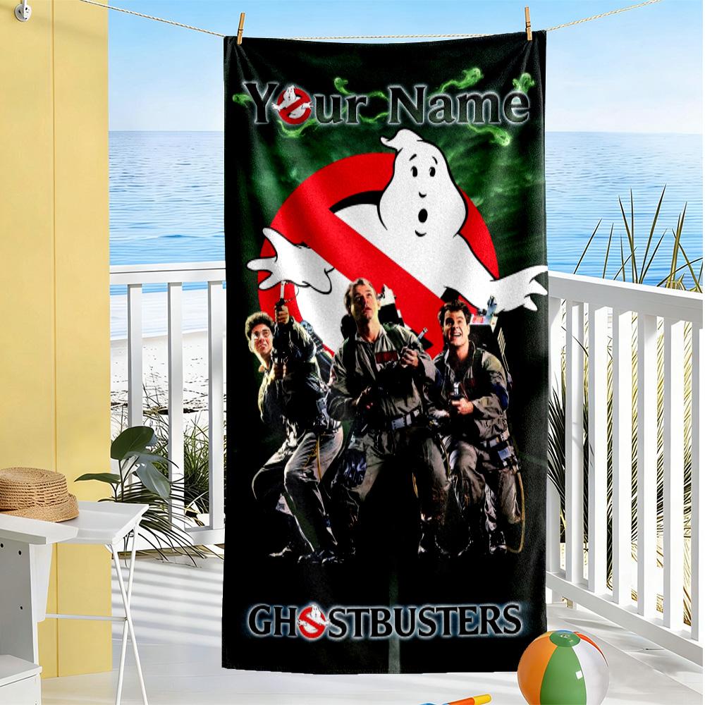 Ghostbusters Personalized Name Beach Towel High Absorbency & Quick-Dry Ideal for Travel Outdoor Swim Pool Yoga Surf Camping Hiking Gym Gift Holiday