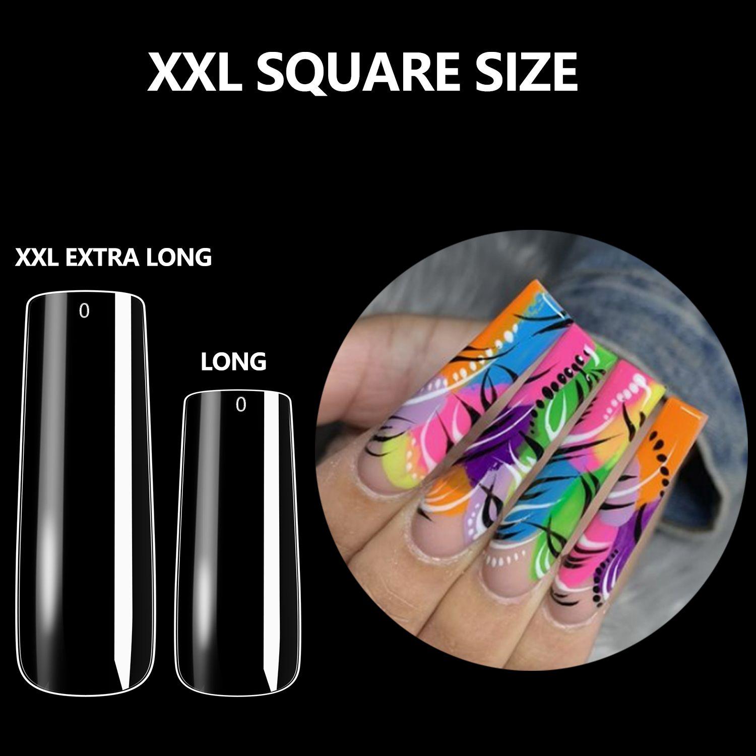 Fashion Press on Nails Clear Full Cover Nail Tips XXL Square Nail Tips Straight Nail Tips Full Cover Taperad Square Nail Tips белый