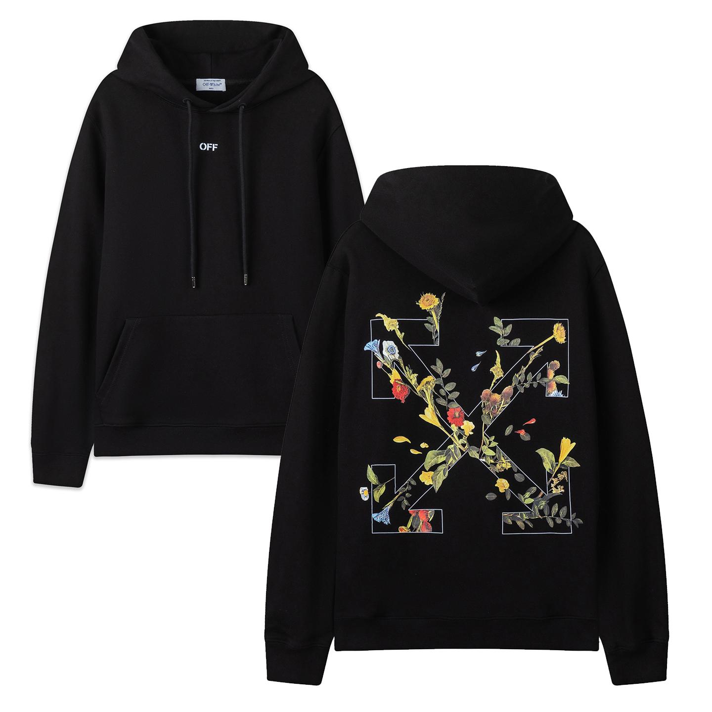 

Off-White 2025 Autumn/Winter New Plant Arrow Pattern Printed Hoodie for Men and Women L чорний