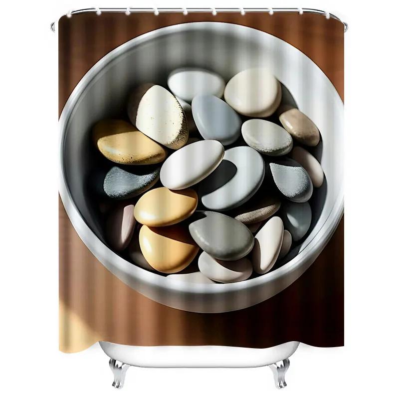 Elegant Neutral Pebble Waterproof Shower Curtain - Modern Stone Design for Bathroom Decor, Perfect for a Sophisticated Look