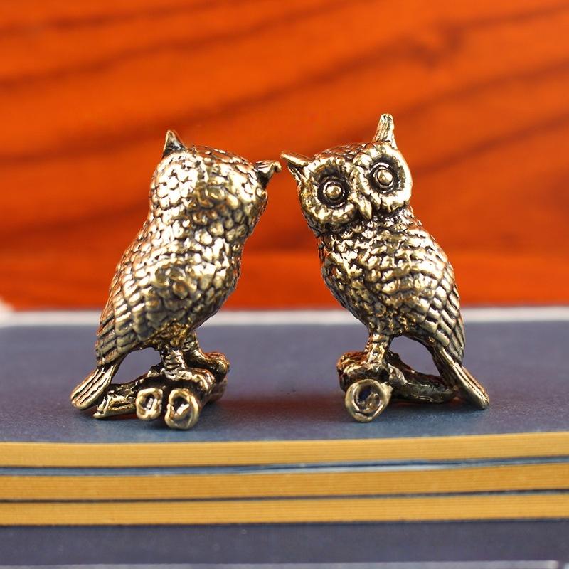 Vintage Antique Brass Owl Statue Ornament Cute Statue Ornament Home Office Desktop Decoration Collectible Gifts