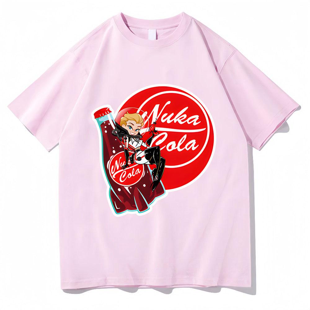 Game Nuka-Cola Graphic Printing T-Shirt Women Men Summer Cartoon Tees Popular Tee-shirts Oversized Retro Short Sleeve Streetwear S