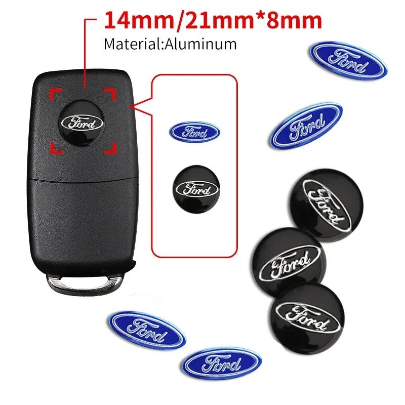 New 2026 Car Sticker For Ford 14mm/21mm Aluminum Car Remote Key Shell Emblem Sticker For Ford S Max Ford Focus Mk2 Mk3 Fiesta Mk