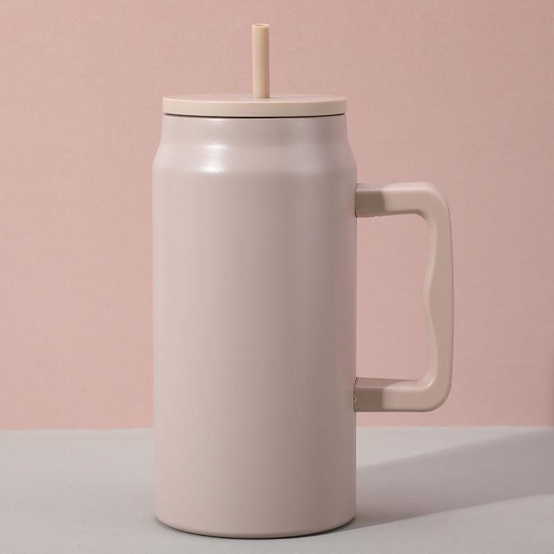 Large Capacity Travel Cup with Handle & Straw, Leak-Proof, Portable, Fits Car Cup Holder, Ice Cooler Function