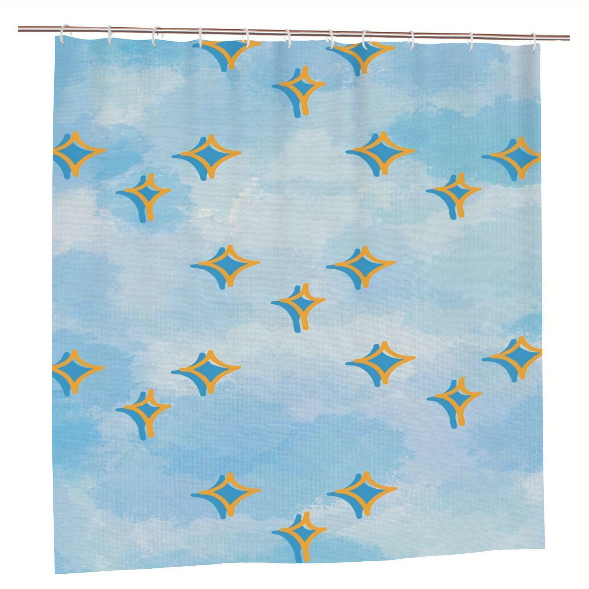 

Blublink Starry Night Shower Curtain – Blue & Yellow Galaxy Design,Machine Washable Modern Bathroom Decor W90xH180cm