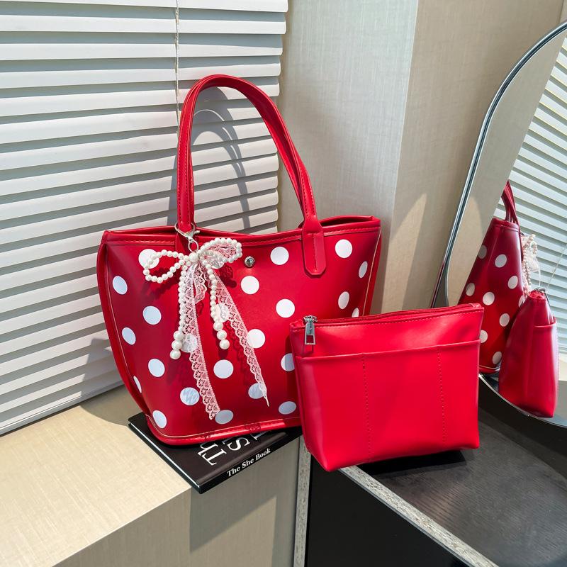 Polka Dot Sweet Bow Cute Portable Large-capacity Commuter Bag Fresh and Sweet Women's Shoulder Bag