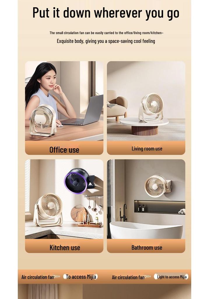 USB Rechargeable Silent Desktop Fan for Office & Study