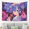 Anime Girl Fireworks Tapestry  Celebrate holiday moments with vibrant artworks  Perfect for bedroom and living room decoration