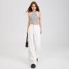 Women's Autumn 2025 Casual White Wide-Leg Pants: High-Waist, Loose, Slimming, Drapey, Floor-Length